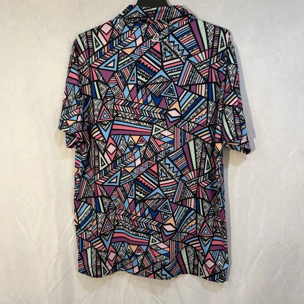 Deolax Geometric Polo Shirt Mens Large‎ L Performance Golf Aztec Navajo